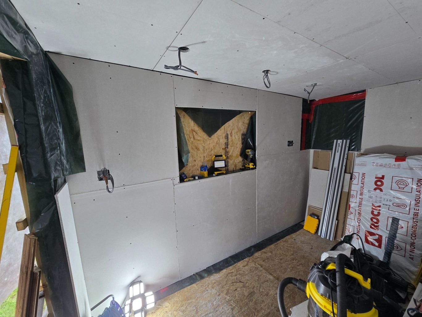Plasterboard installed
